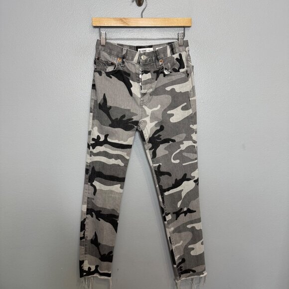 Re/Done Denim - RE/DONE originals gray camo high rise ankle jeans size 25